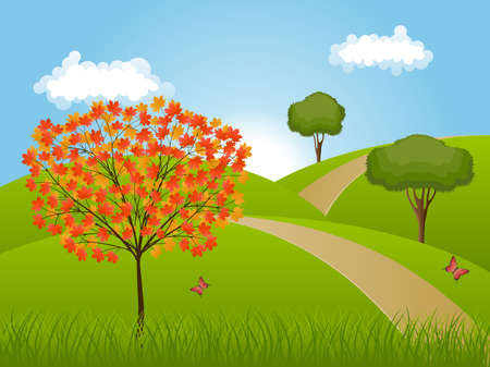 Nature background with a autumn landscapeのイラスト素材