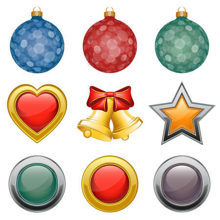 Christmas baubles isolated on whiteのイラスト素材