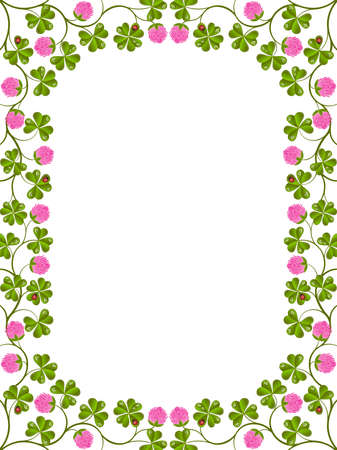 Floral frame with a cloverのイラスト素材