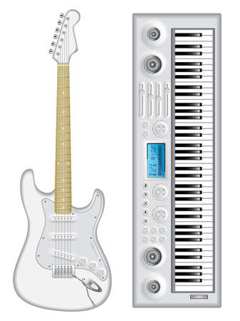Isolated image of guitar and synthesizerのイラスト素材
