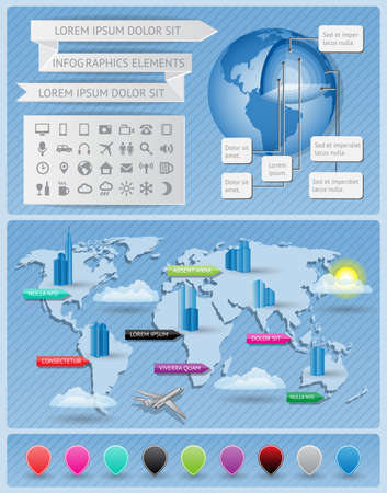 Infographics elements with world mapのイラスト素材