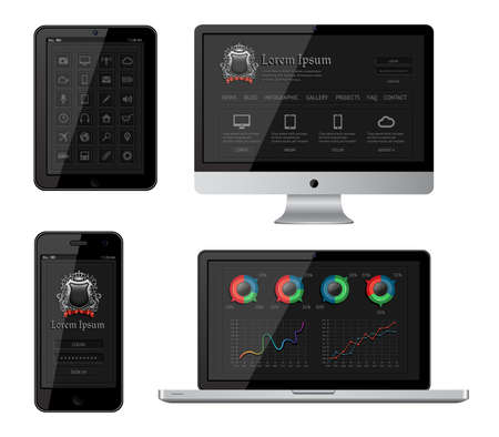 Isolated gadgets with infographics and web elementsのイラスト素材