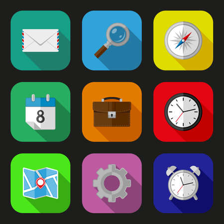 Flat icons setのイラスト素材