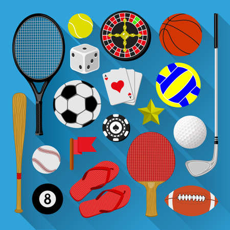 Flat icons bundle  Sport and recreation conceptのイラスト素材