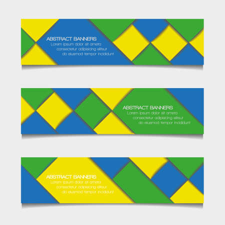 Abstract geometric banners in Brazil flag colorsのイラスト素材