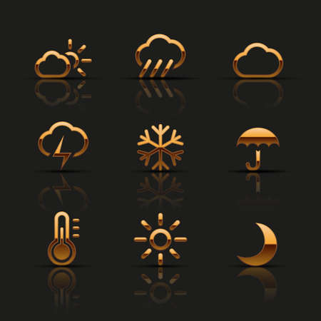 Golden weather icons setのイラスト素材