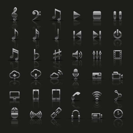 Set of universal silver iconsのイラスト素材