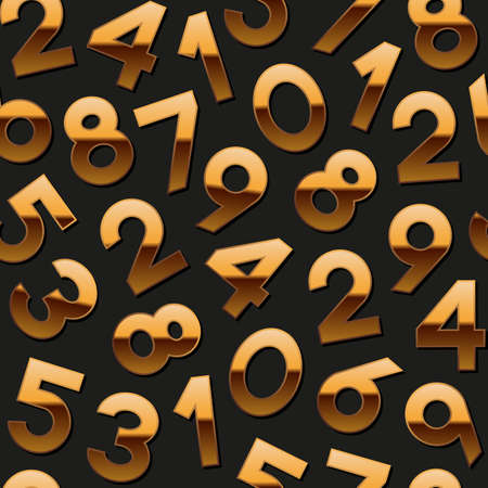 Seamless pattern with golden numbersのイラスト素材