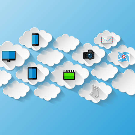 Abstract background.  Cloud storage concept.  Flat designのイラスト素材
