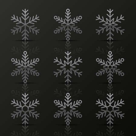 Set of silver snowflakesのイラスト素材