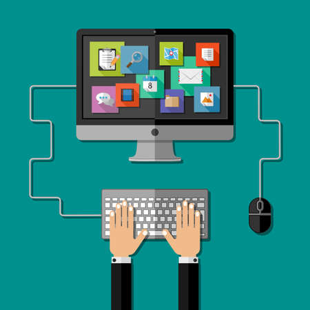 Computer workplace.  Flat designのイラスト素材