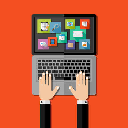 Computer workplace.  Flat designのイラスト素材