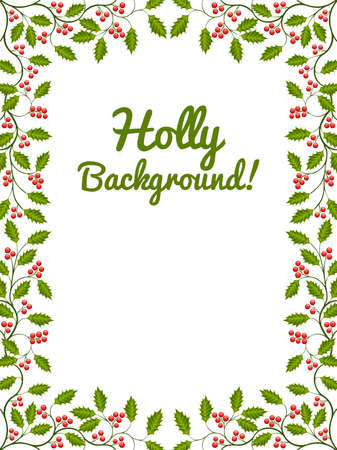 Floral frame with holly. Vector illustration.のイラスト素材