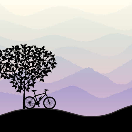 Travel background with bike silhouette. Vector illustration.
のイラスト素材