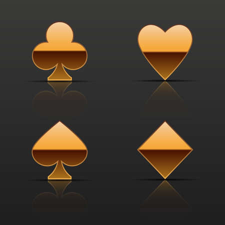 Golden cards suits icons. Vector illustration.のイラスト素材