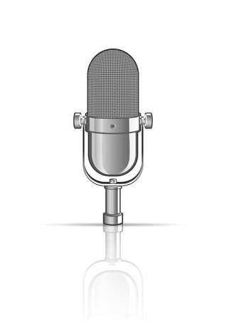 Vintage microphone isolated on white. Vector illustration.のイラスト素材
