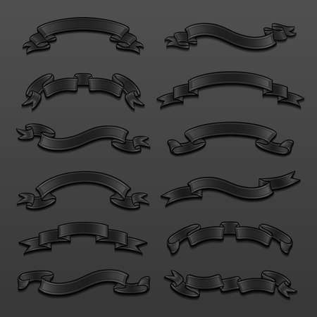 Set of dark ribbons. Vector illustration.のイラスト素材