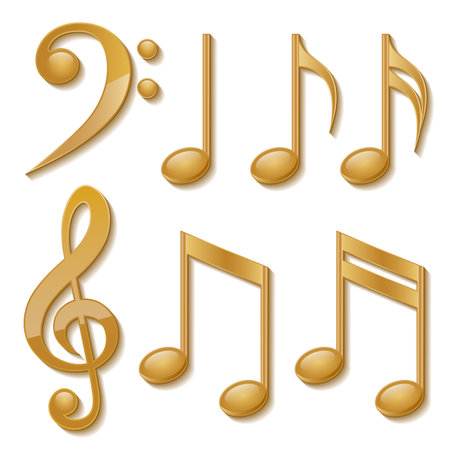 Set of golden musical notes. Vector illustration.のイラスト素材