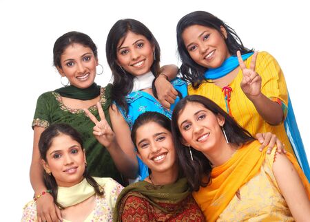 cheerful group of girlsの写真素材