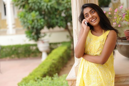 girl talking on mobile phoneの写真素材