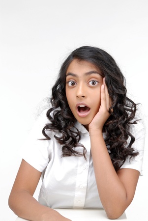 Indian surprised girl on white background
の写真素材
