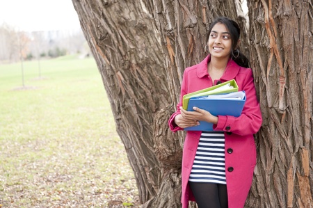 Beautiful Indian girl student in outdoorの写真素材