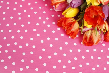 Floralbouquet of colourful tulips for easter celebrationの写真素材