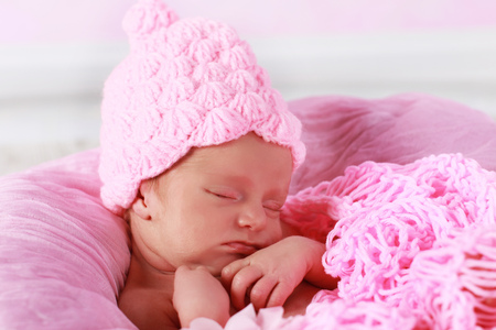 Cute baby girl sleepingの写真素材