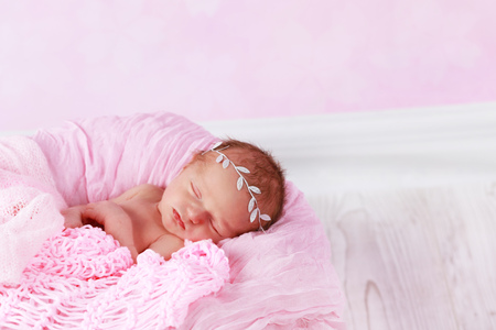 Cute baby girl sleepingの写真素材