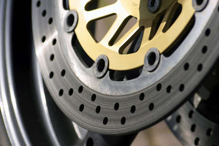 Disk brake on Motorcycle wheelの写真素材