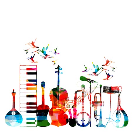 Colorful musical instruments backgroundのイラスト素材