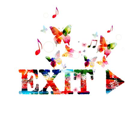 Colorful vector EXIT design with butterfliesのイラスト素材