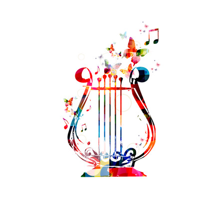 Colorful music background. Lyra design vectorのイラスト素材