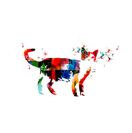 Colorful vector cat backgroundのイラスト素材