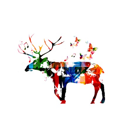 Deer silhouette vector backgroundのイラスト素材