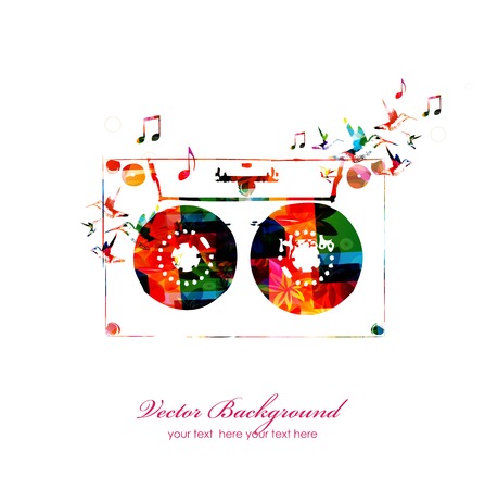 Colorful music background with music tape. Vectorのイラスト素材