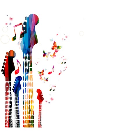Colorful music vector background with guitarsのイラスト素材