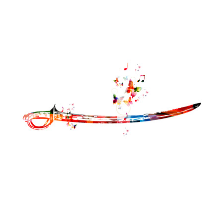 Colorful vector sword background with butterfliesのイラスト素材