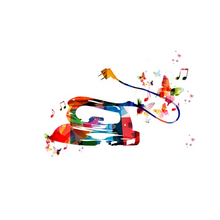 Colorful vector steam iron background with butterfliesのイラスト素材