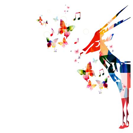 Colorful vector gazelle background with butterfliesのイラスト素材