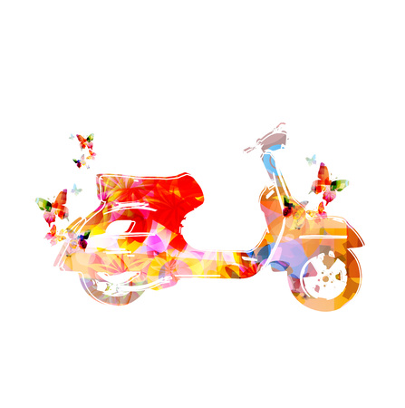 Colorful bike with butterflies flower ornamented designのイラスト素材