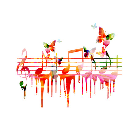 Colorful background with music notesのイラスト素材