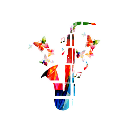Colorful music background with saxophoneのイラスト素材