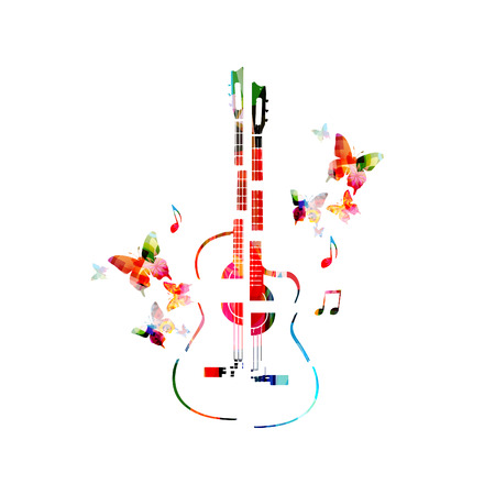 Colorful music background with guitarのイラスト素材