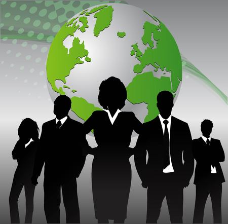 Business people with globe backgroundのイラスト素材