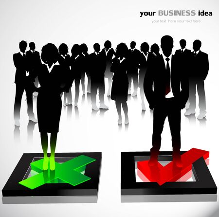 Business people with check mark symbols. Vector illustrationのイラスト素材