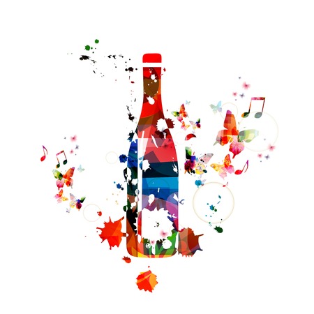 Colorful vector bottle background with butterfliesのイラスト素材