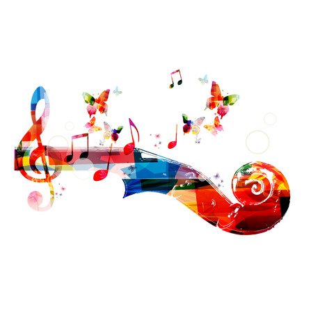 Colorful violoncello pegbox with butterfliesのイラスト素材