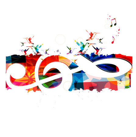 Colorful background with music notesのイラスト素材