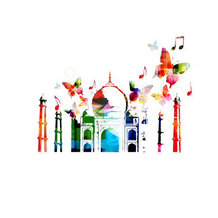 Colorful Taj-Mahal mausoleum designのイラスト素材